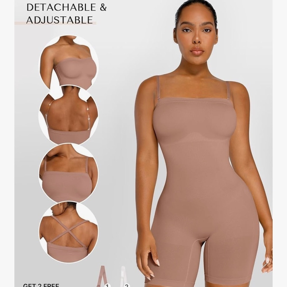 New SHAPELLX Beige Bodysuit Women Tummy Control Shapewear Body Suit M/L